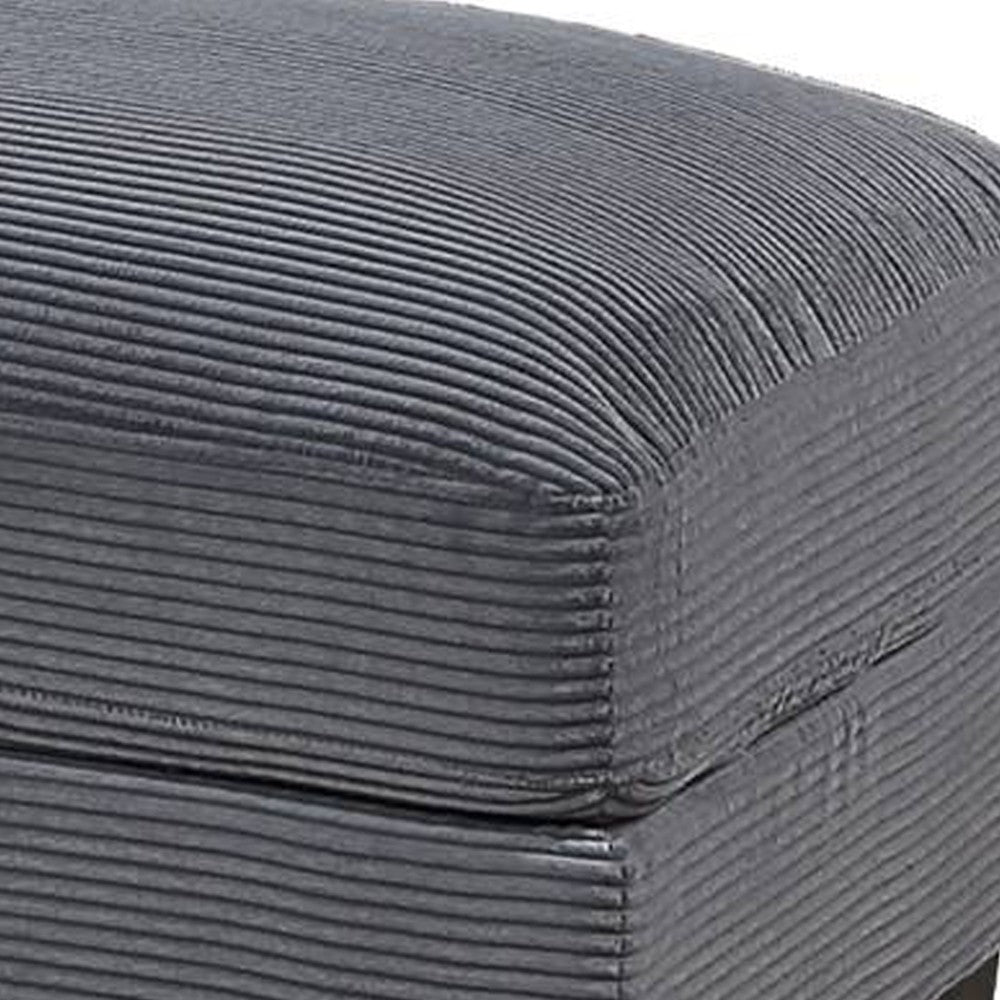 Lomi Cocktail Ottoman, Dark Gray Corduroy, Black Legs, 45 x 28 Inch -BM332441