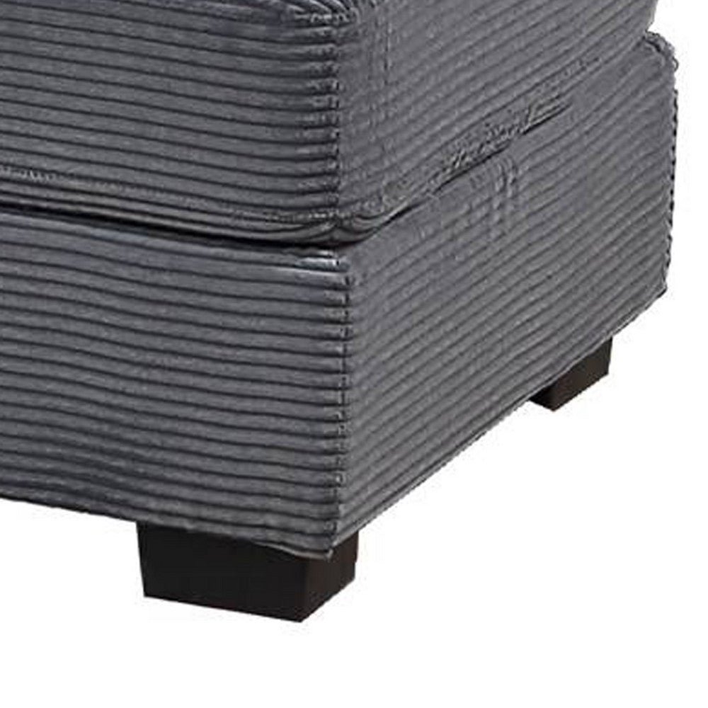 Lomi Cocktail Ottoman, Dark Gray Corduroy, Black Legs, 45 x 28 Inch -BM332441