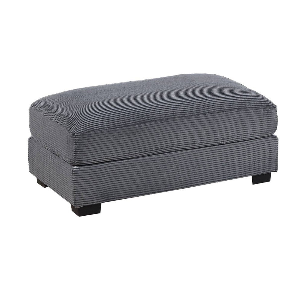 Lomi Cocktail Ottoman, Dark Gray Corduroy, Black Legs, 45 x 28 Inch -BM332441