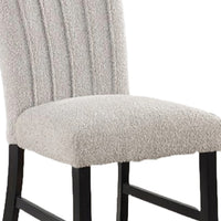 Reo Dining Side Chair Set of 2, Vertical Tufted Gray Boucle, Black  -BM332456
