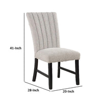 Reo Dining Side Chair Set of 2, Vertical Tufted Gray Boucle, Black  -BM332456