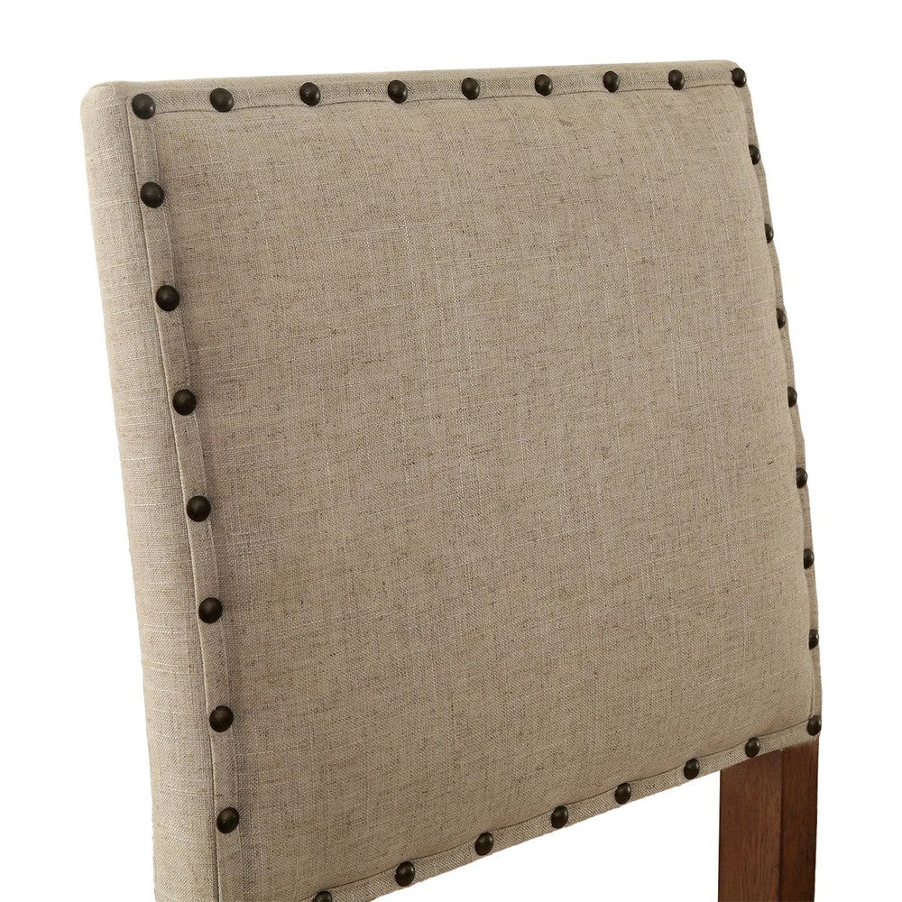 Bega 5pc Bar Height Table and Chair Set, Ivory Linen, Rustic Oak Wood - BM332465