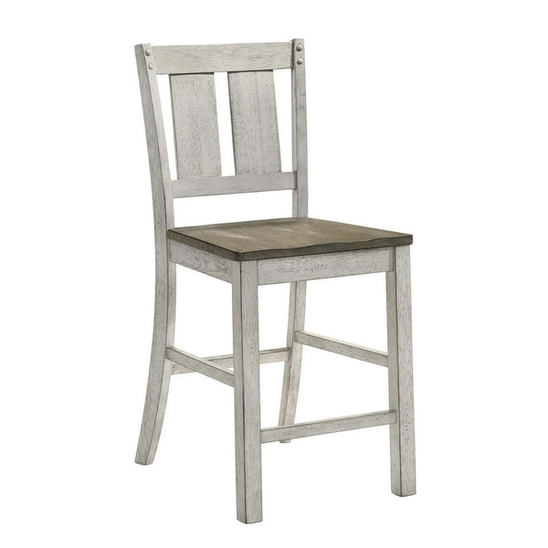 Koe 5pc Counter Height Round Table, Chair Set, White Brown Solid Wood - BM332493