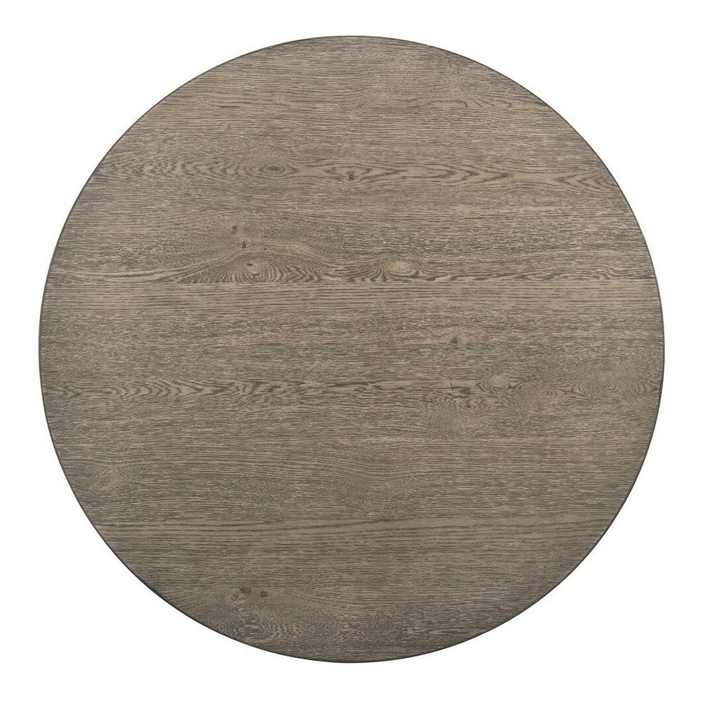 Koe Counter Height Table, 48 Inch Brown Round Top, White Pedestal Base - BM332494