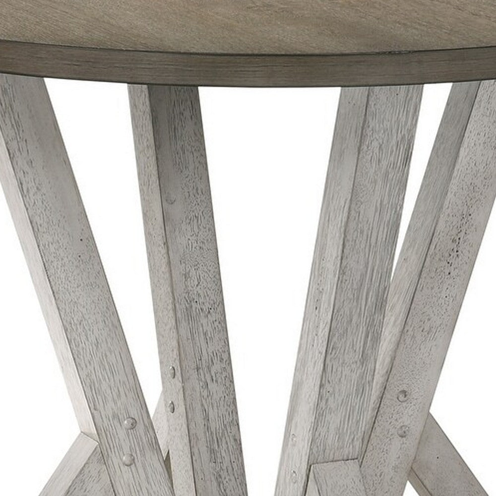 Koe Counter Height Table, 48 Inch Brown Round Top, White Pedestal Base - BM332494