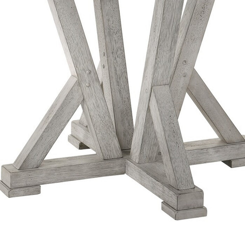 Koe Counter Height Table, 48 Inch Brown Round Top, White Pedestal Base - BM332494