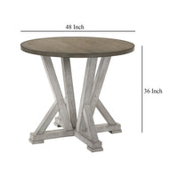 Koe Counter Height Table, 48 Inch Brown Round Top, White Pedestal Base - BM332494