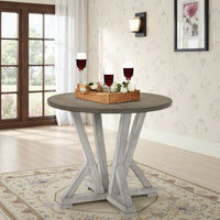 Koe Counter Height Table, 48 Inch Brown Round Top, White Pedestal Base - BM332494
