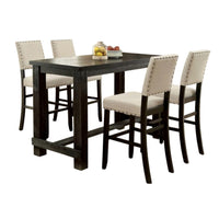 Bega 5pc Bar Height Table and Chair Set, Ivory, Black Solid Wood - BM332498