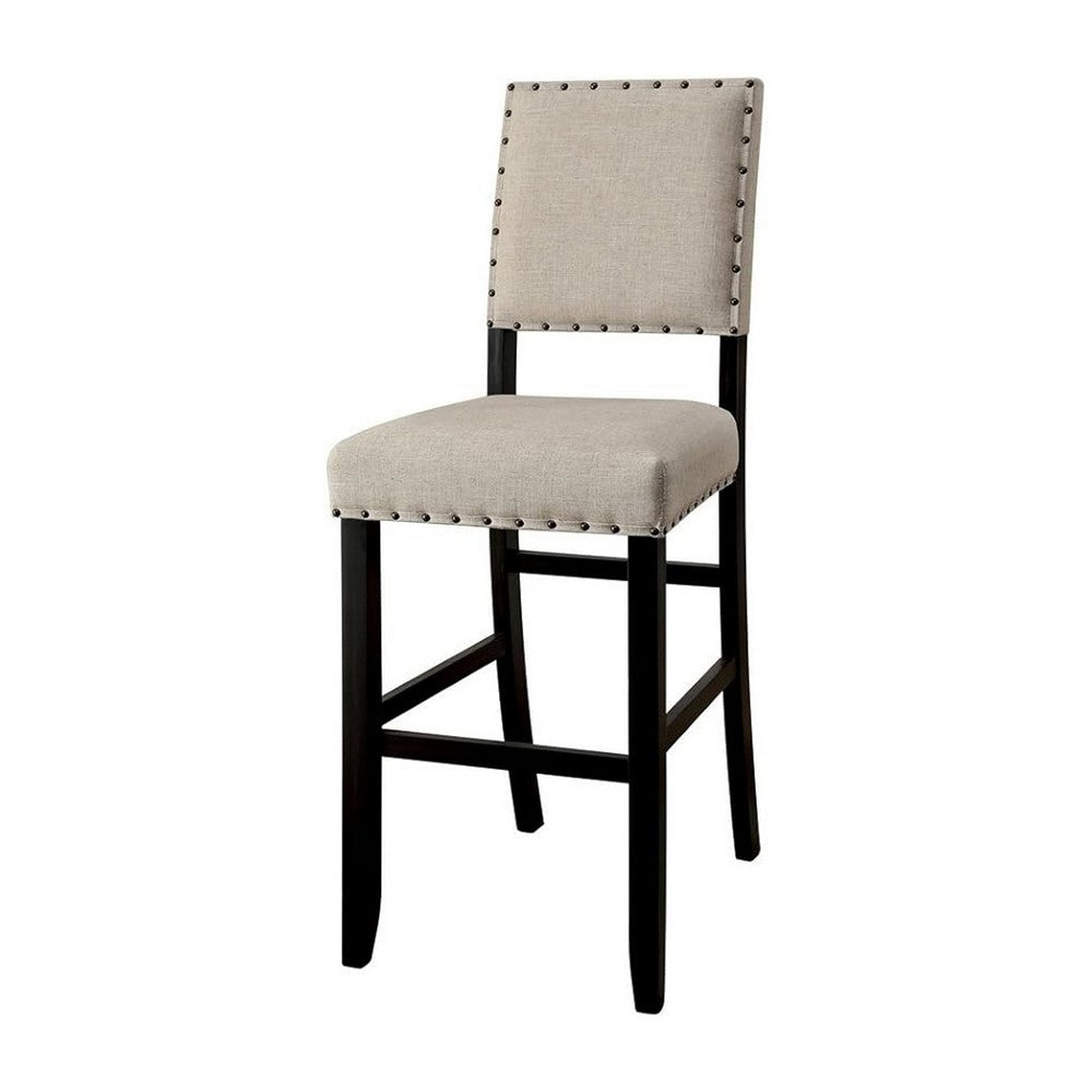 Bega 5pc Bar Height Table and Chair Set, Ivory, Black Solid Wood - BM332498