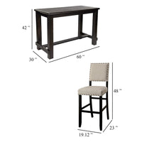 Bega 5pc Bar Height Table and Chair Set, Ivory, Black Solid Wood - BM332498