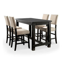 Bega 4pc Counter Height Table, Bench n Chair Set, Ivory Fabric, Black - BM332499