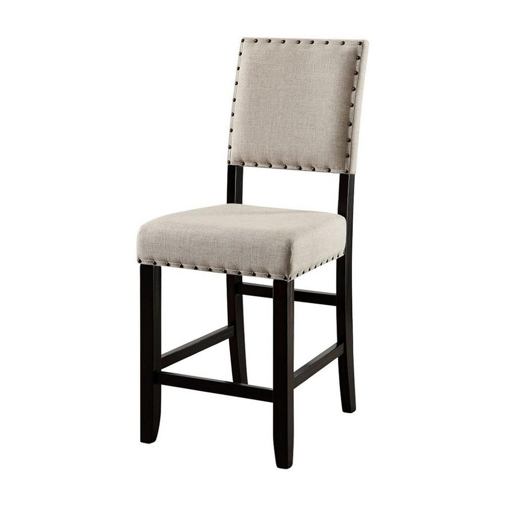 Bega 4pc Counter Height Table, Bench n Chair Set, Ivory Fabric, Black - BM332499