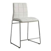 Fely 5pc Counter Height Table Chair Set, White Faux Leather, Glass Top - BM332505