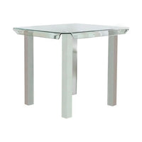 Fely 5pc Counter Height Table Chair Set, White Faux Leather, Glass Top - BM332505