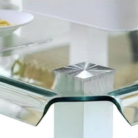 Fely 5pc Counter Height Table Chair Set, White Faux Leather, Glass Top - BM332505