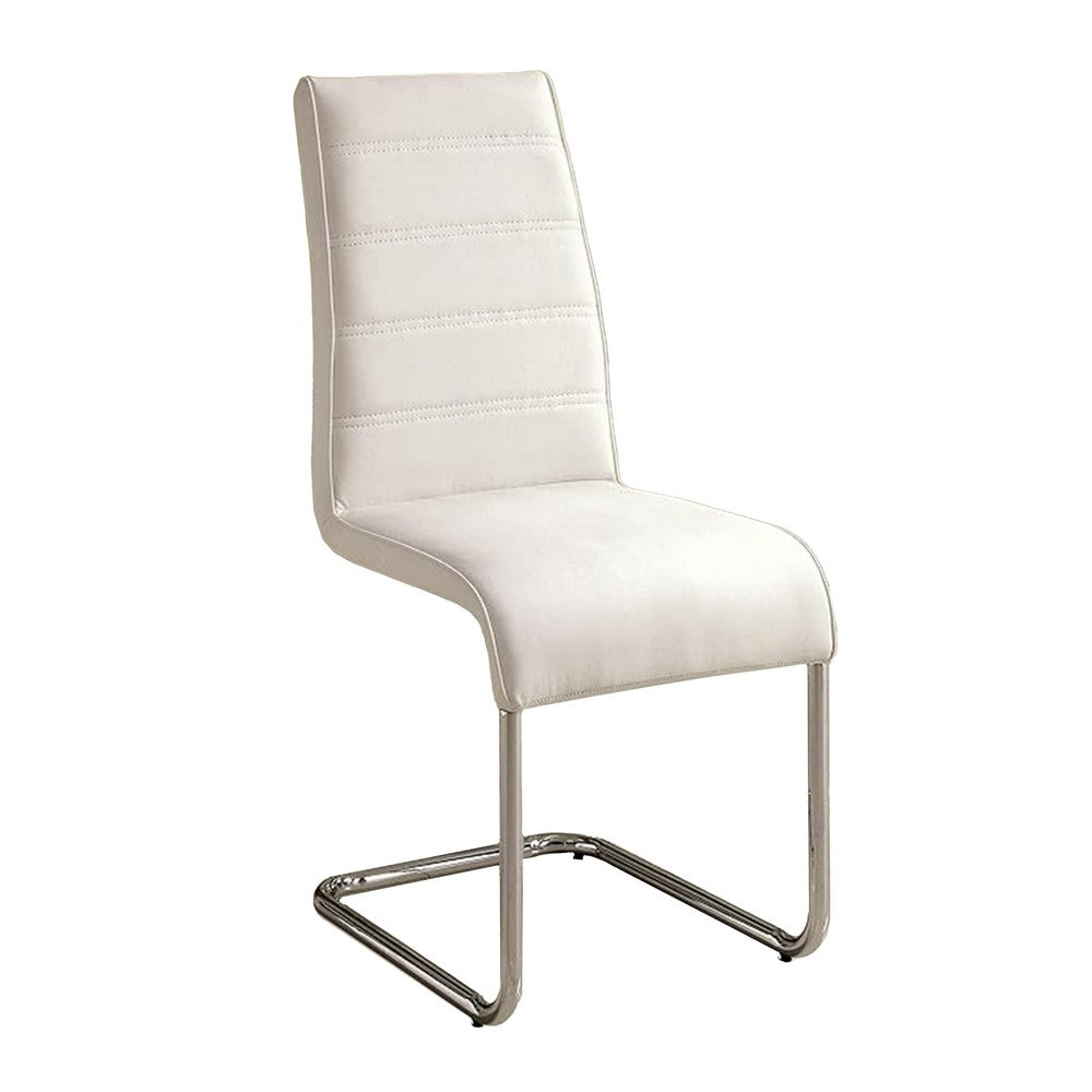 Fely 7pc Dining Table and Chair Set, Glass Top, White Faux Leather - BM332506