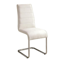 Fely 7pc Dining Table and Chair Set, Glass Top, White Faux Leather - BM332506