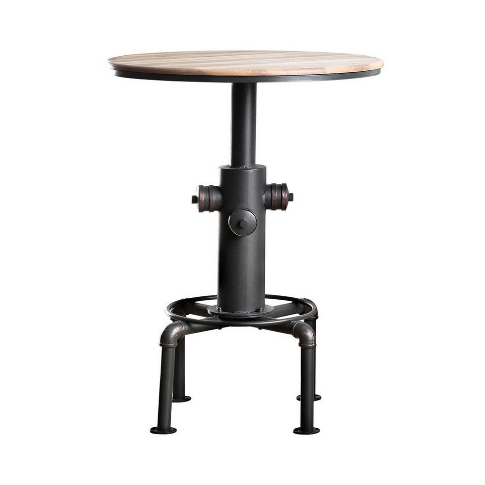 Ges 3pc Bar Table and Swivel Stool Set, 32 Inch Round Top, Black Metal - BM332507
