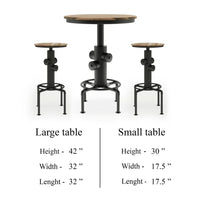 Ges 3pc Bar Table and Swivel Stool Set, 32 Inch Round Top, Black Metal - BM332507