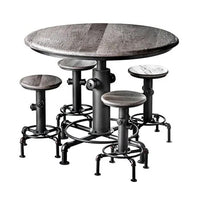 Ges 5pc Counter Table and Swivel Stool Set, 45 Inch Round, Black Metal - BM332508