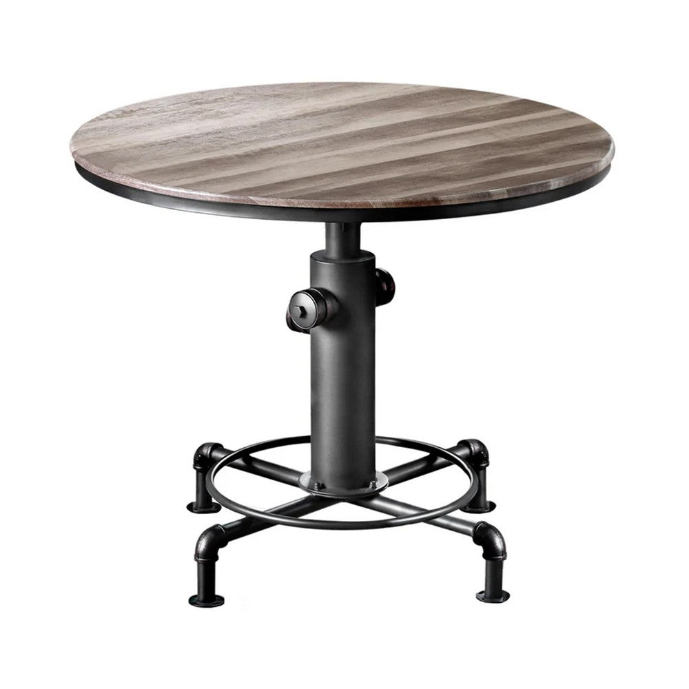 Ges 5pc Counter Table and Swivel Stool Set, 45 Inch Round, Black Metal - BM332508