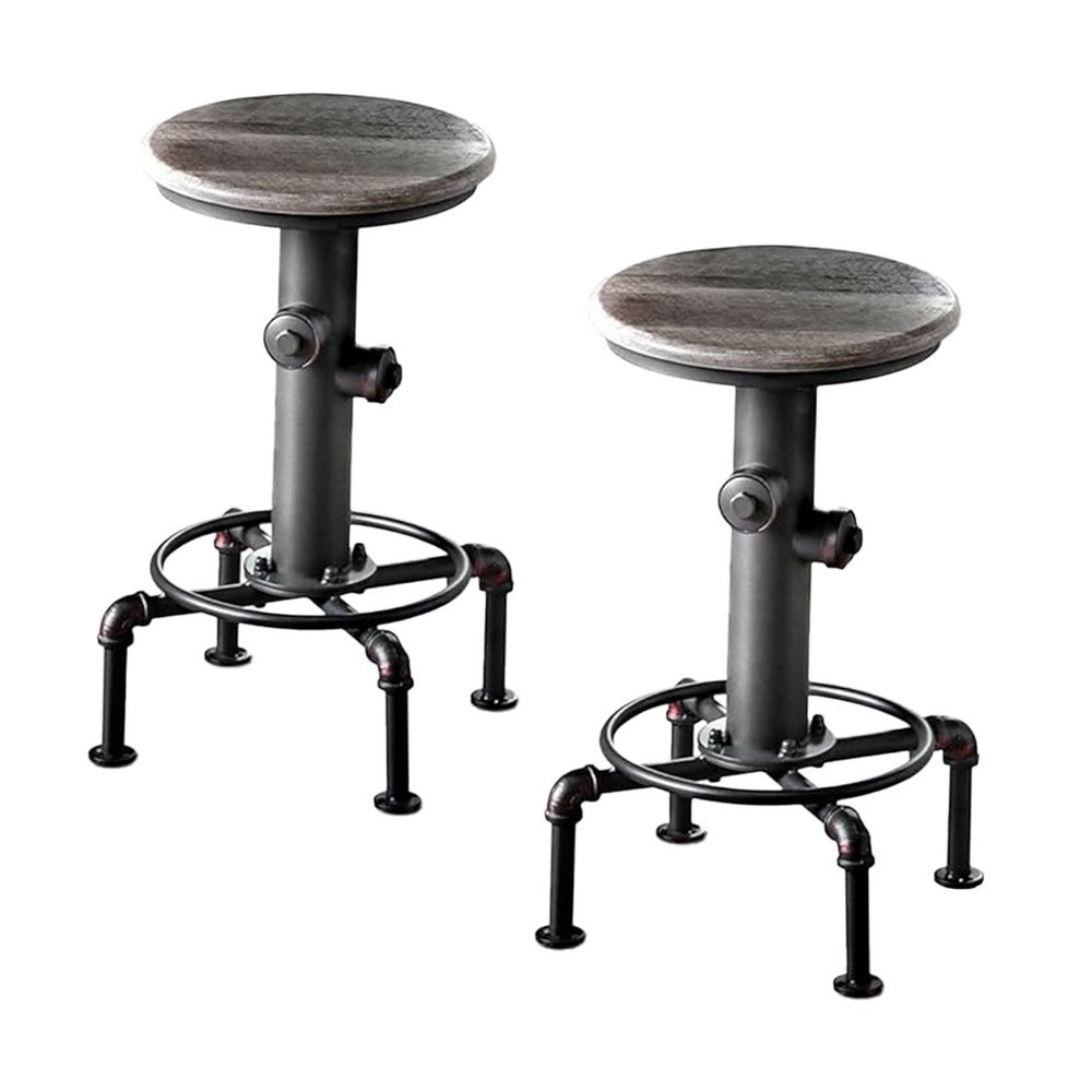 Ges 5pc Counter Table and Swivel Stool Set, 45 Inch Round, Black Metal - BM332508