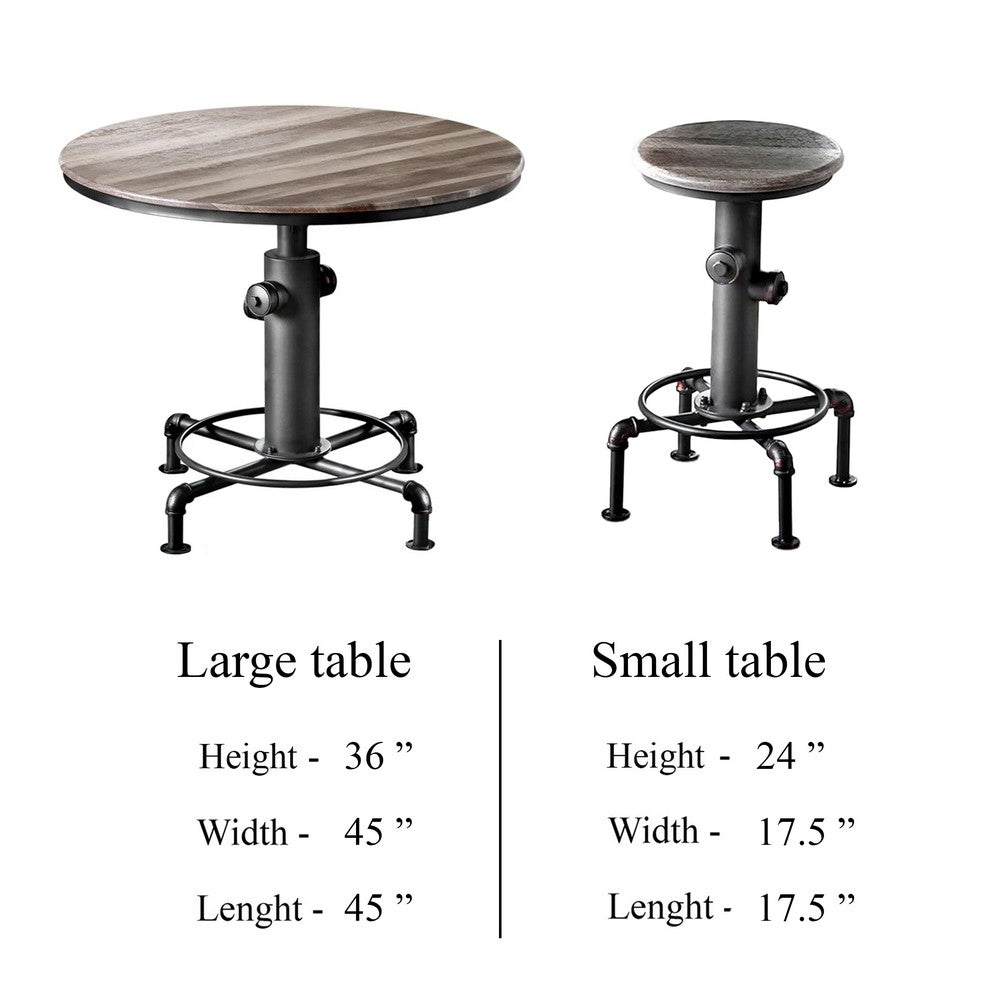 Ges 5pc Counter Table and Swivel Stool Set, 45 Inch Round, Black Metal - BM332508