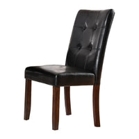 Ery 7pc Dining Table and Chair Set, Genuine Marble, Brown Faux Leather - BM332509