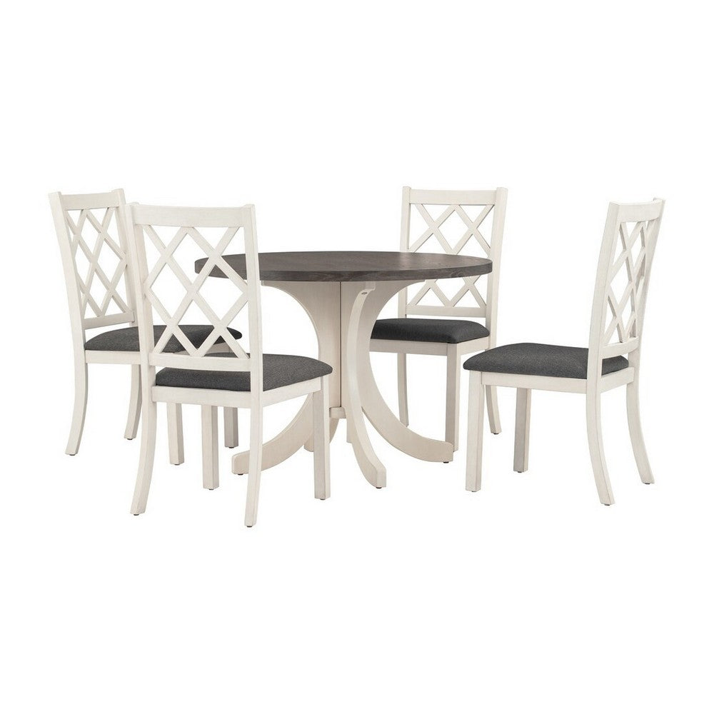 Aria 5pc Dining Table and Chair Set, Antique White and Walnut Brown - BM332525