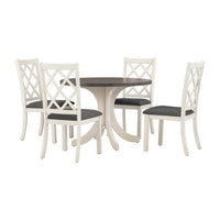 Aria 5pc Dining Table and Chair Set, Antique White and Walnut Brown - BM332525