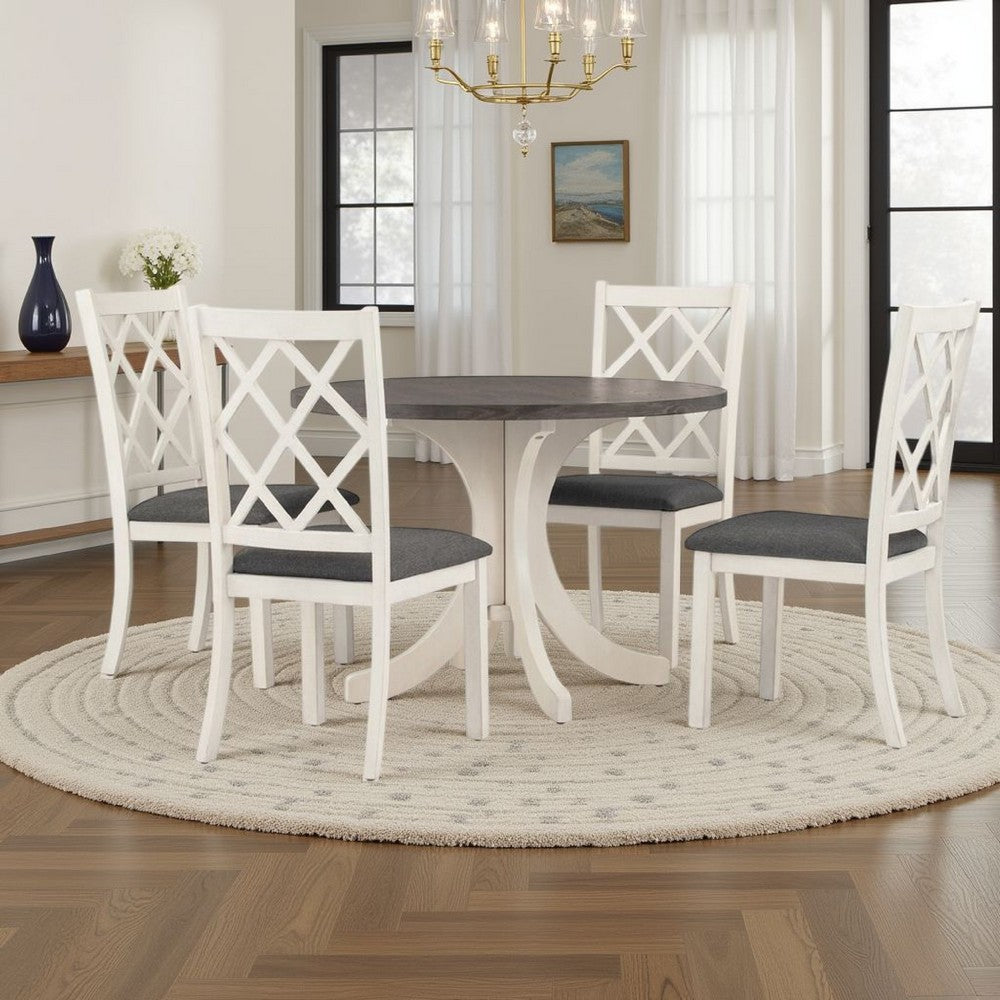 Aria 5pc Dining Table and Chair Set, Antique White and Walnut Brown - BM332525