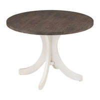 Aria Dining Table, 47 Inch Round Walnut Brown Top, White Flared Base - BM332526