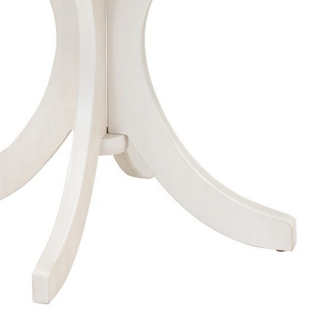 Aria Dining Table, 47 Inch Round Walnut Brown Top, White Flared Base - BM332526