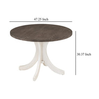 Aria Dining Table, 47 Inch Round Walnut Brown Top, White Flared Base - BM332526