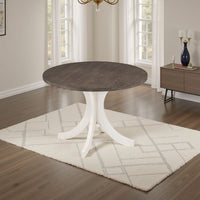 Aria Dining Table, 47 Inch Round Walnut Brown Top, White Flared Base - BM332526