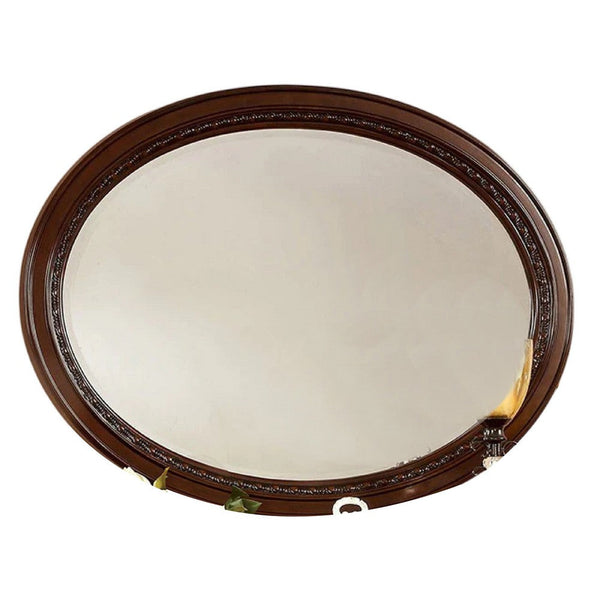 Lego Wall Mounting Mirror, 49 Inch Cherry Brown Solid Wood Oval Frame -BM332562