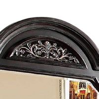 Recus Dresser Mirror, 49 Inch Carved Floral Walnut Brown Solid Wood -BM332566
