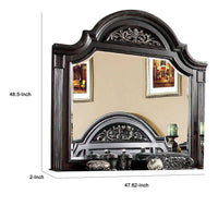 Recus Dresser Mirror, 49 Inch Carved Floral Walnut Brown Solid Wood -BM332566