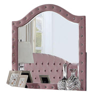 Zoha Dresser Mirror, Crystal Tuft Pink Flannelette Upholstery 41 Inch -BM332567