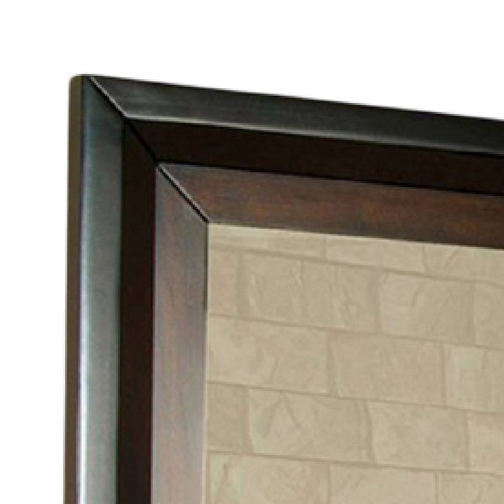 Nera Dresser Mirror, 38 Inch Dark Walnut Brown and Black Solid Wood -BM332568