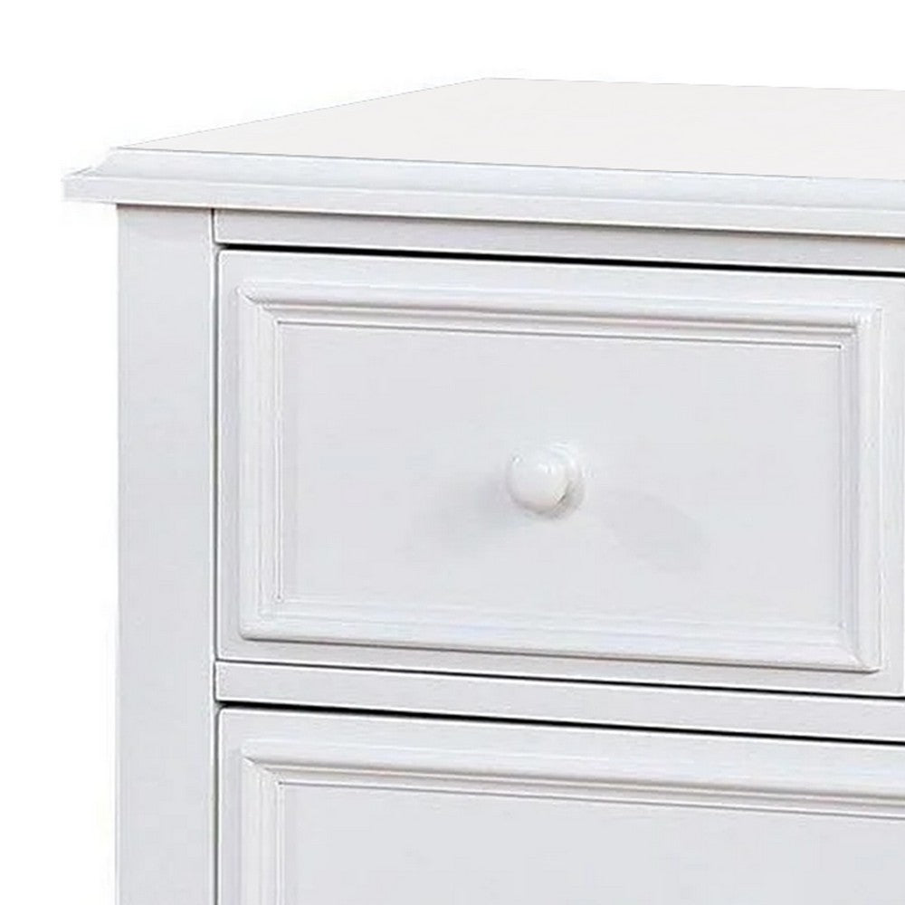Kny Wide Dresser, 7 Drawers, Turned Feet, Traditional White Solid Wood -BM332569
