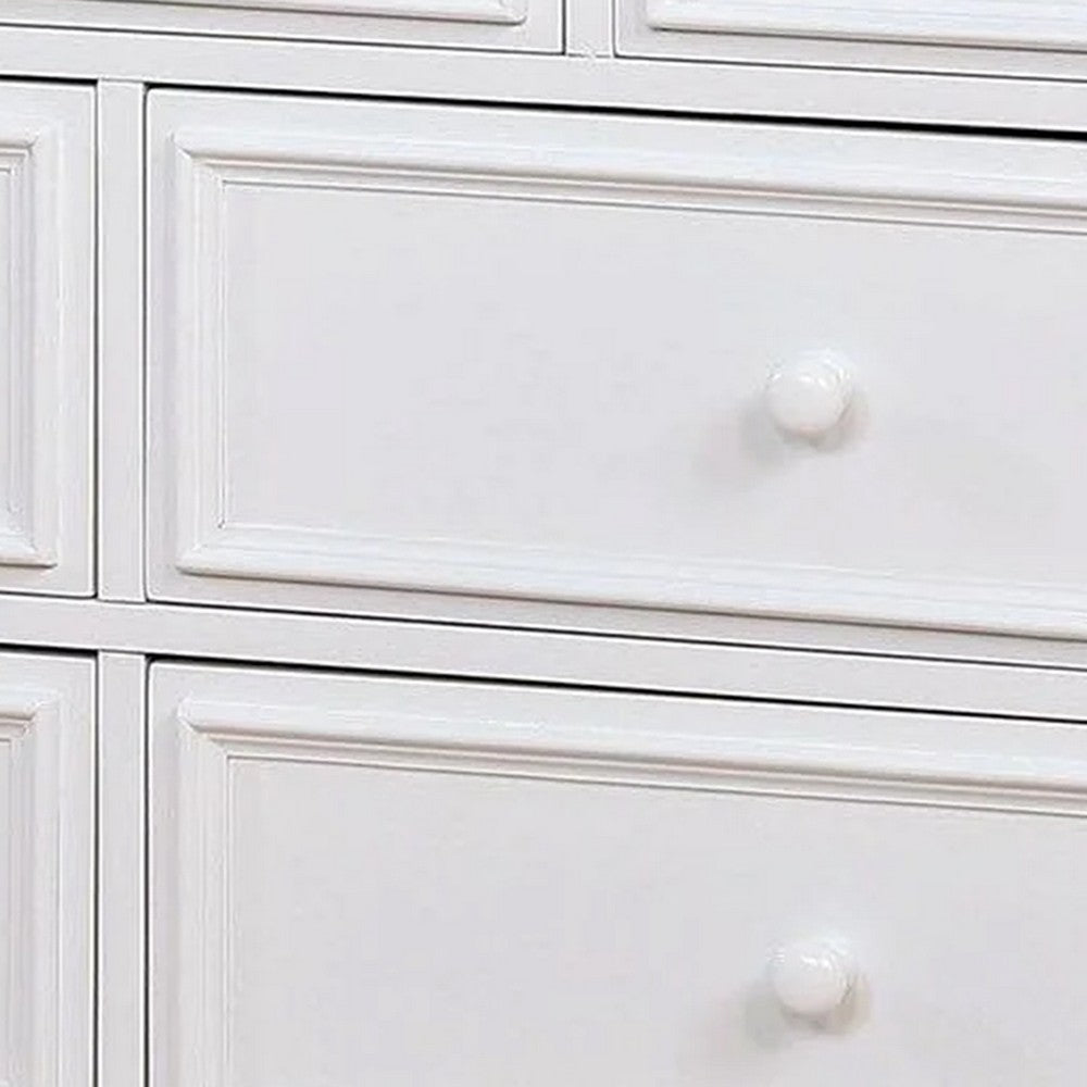 Kny Wide Dresser, 7 Drawers, Turned Feet, Traditional White Solid Wood -BM332569