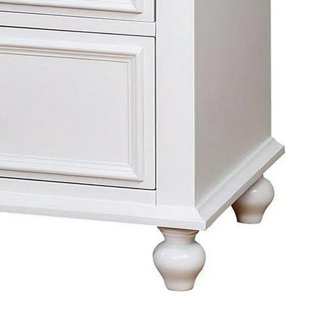 Kny Wide Dresser, 7 Drawers, Turned Feet, Traditional White Solid Wood -BM332569