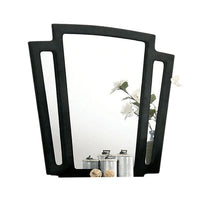 Ino Dresser Mirror, 44 Inch Black Fabric Upholstered 3 Panel Frame -BM332570