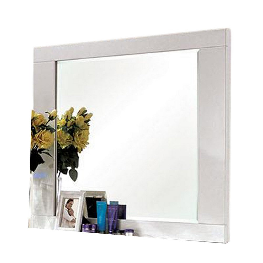 Gely Dresser Mirror, 46 Inch Glossy White Lacquer, Solid Wood Frame -BM332571