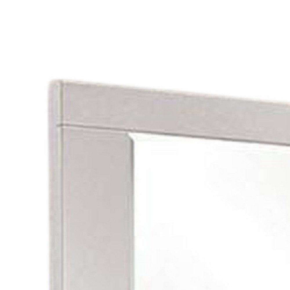 Gely Dresser Mirror, 46 Inch Glossy White Lacquer, Solid Wood Frame -BM332571