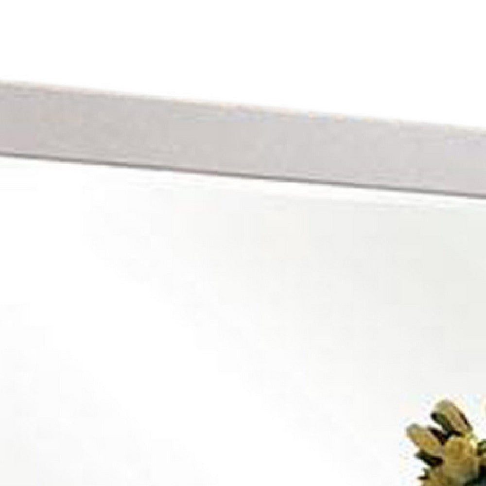 Gely Dresser Mirror, 46 Inch Glossy White Lacquer, Solid Wood Frame -BM332571