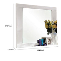 Gely Dresser Mirror, 46 Inch Glossy White Lacquer, Solid Wood Frame -BM332571