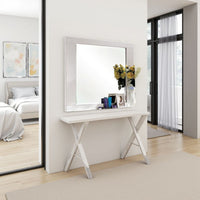 Gely Dresser Mirror, 46 Inch Glossy White Lacquer, Solid Wood Frame -BM332571